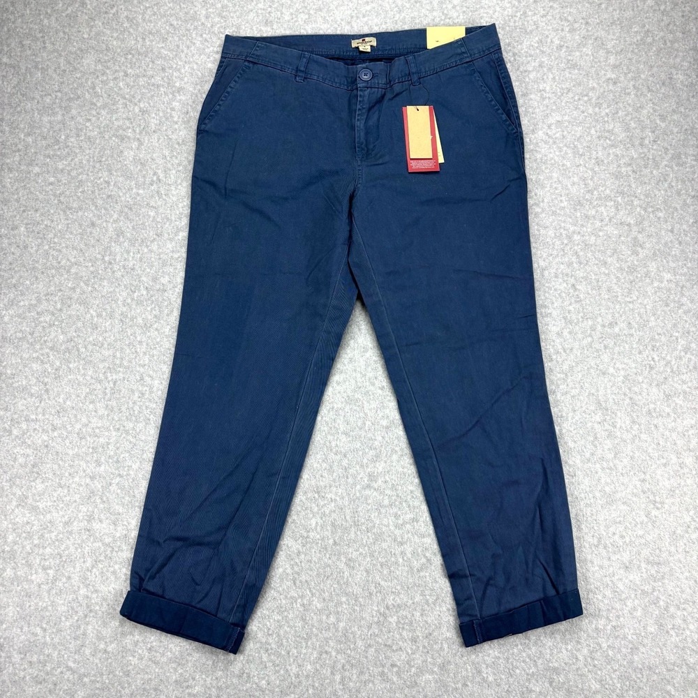 Woolrich Chino Pants Womens 8 Blue Sunday Relaxed Fit Twill Cuffed Trousers